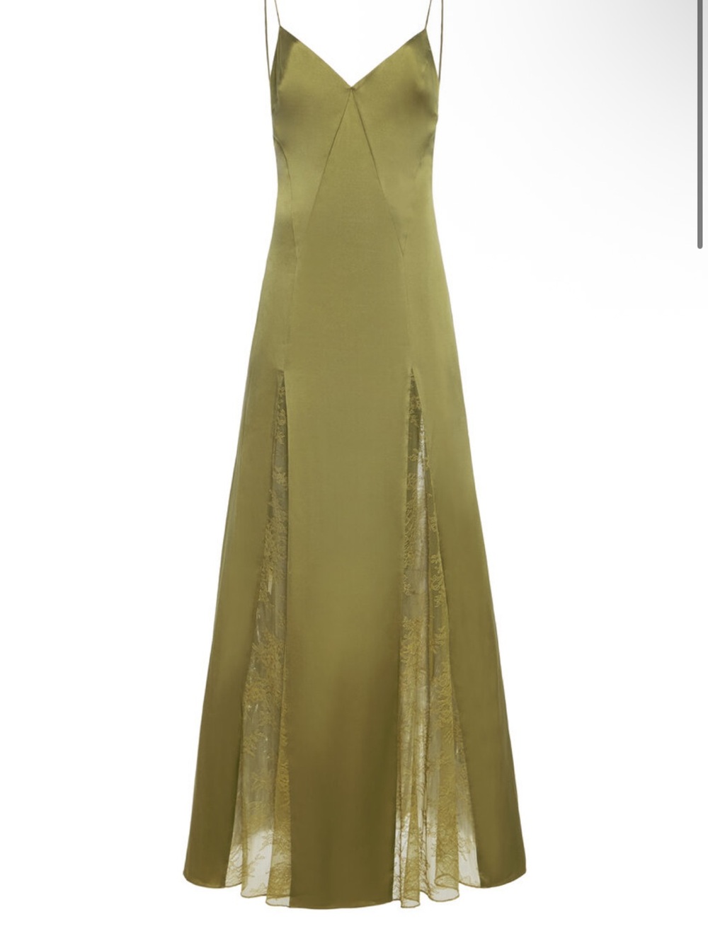 Staud Olive Green Lace-Panel Slip Dress - Picture 3 of 6